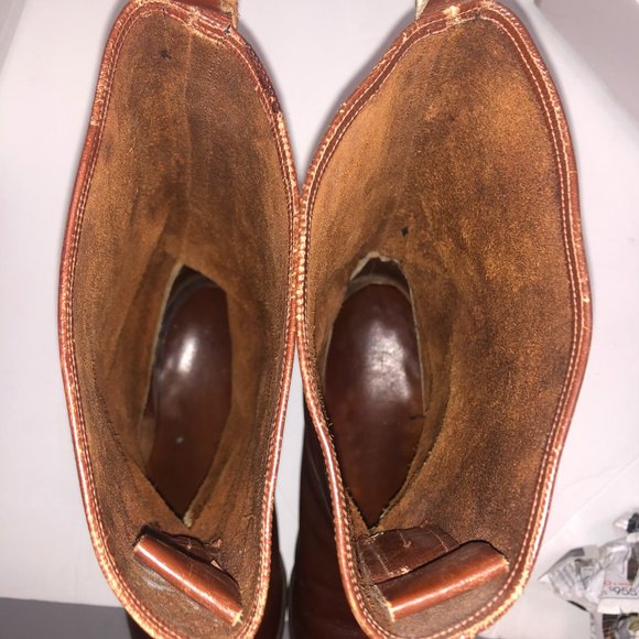 Handmade Men's Brown Leather Boots Size 6 low Round Toe heel - Picture 9 of 12